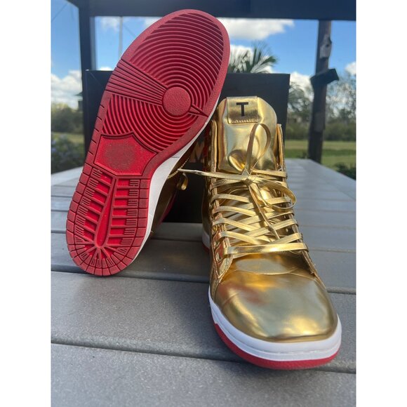 Gold and Red High-Top Sneakers - Picture 12 of 14